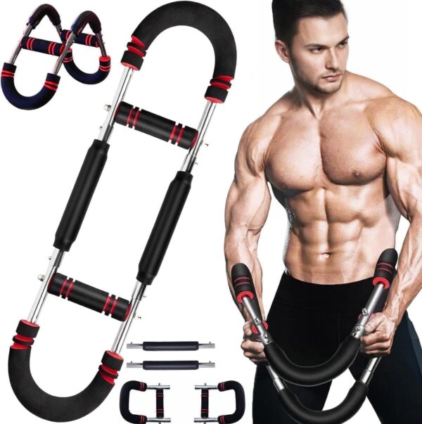 71xTIZTWJiL._AC_SL1496_.jpg Twister Armtrainer – Verstellbares Brust Trainingsgerät (30-50 kg / 70-110 lb), Portable Power Twister Stange mit abnehmbarem Design – Fitnessübungen überall Fitnessgeräte für Zuhause