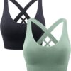 Women's Sports Bra, Push Up Sports Bra Without Underwire, Crossback, Seamless Strong Hold Sports Bra with Removable Padded for Fitness, Running, Jogging, Yoga