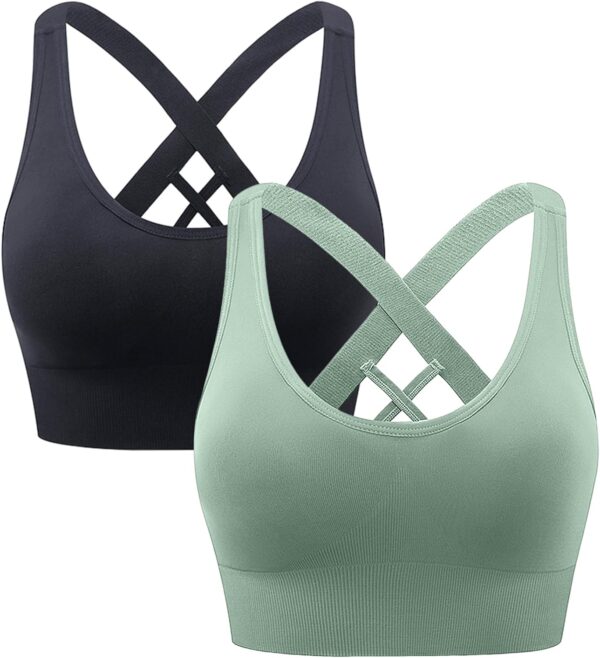 Women's Sports Bra, Push Up Sports Bra Without Underwire, Crossback, Seamless Strong Hold Sports Bra with Removable Padded for Fitness, Running, Jogging, Yoga