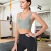 Women's Sports Bra, Push Up Sports Bra Without Underwire, Crossback, Seamless Strong Hold Sports Bra with Removable Padded for Fitness, Running, Jogging, Yoga