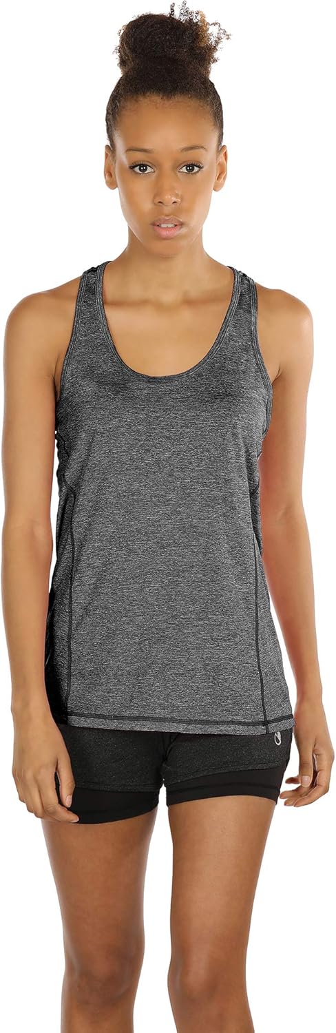 icyzone Women's Sports Top, Yoga Tank Top, Racerback Top, Running, Fitness, Functional Shirt, Pack of 3