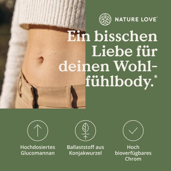 Lose weight with glucomannan from the konjac root - by Nature Love - 120 capsules. 4,000 mg per daily dose - high dose, vegan, made in Germany.