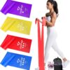 COFOF Fitnessbänder 4er-Set, Gymnastikband mit 4 Widerstandsstufen, Fitnessband mit Tragetasche & Übungsanleitung Geliefert Ideal für Yoga, Pilates