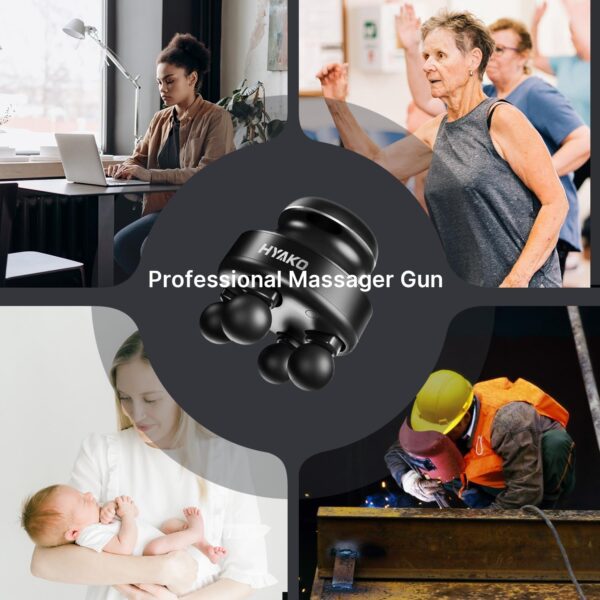 71UixmLMEvL._AC_SL1500_.jpg HYAKO F1 Massage Gun, Massage Gun, 4-Head, 5 Modes, Adjustable Mini Deep Tissue Massager for Back, Neck and Legs and the Whole Body, Electric Hand Massager for Muscle Massage
