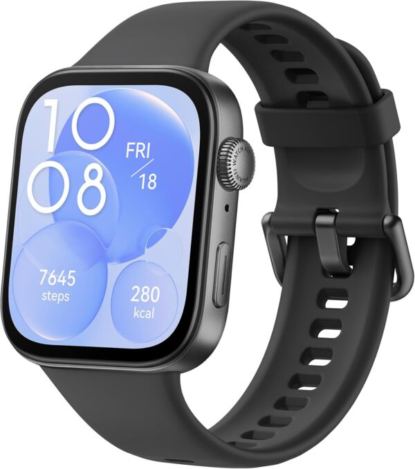 HUAWEI Watch FIT 3, 1.82 inch AMOLED Display, Ultra Slim Design, Bluetooth Calls, Up to 10 Days Battery Life, Compatible with iOS & Android, Comprehensive Health & Fitness Management, GPS, Black | 24/7 tracking allows seamless fitness & sleep monitoring. Perfect for athletes for daily vitality analysis.