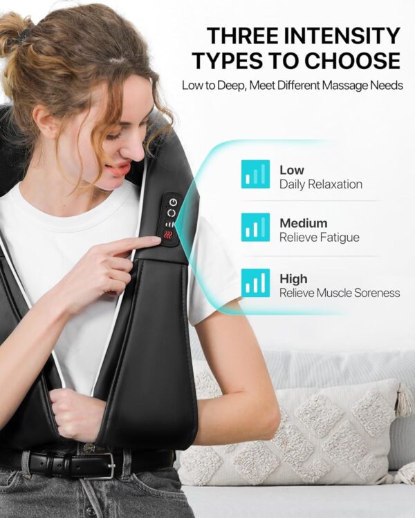 Neck Massager with Heat, 3D Neck Massager Shiatsu Massager for Back Shoulder, Christmas Gifts for Dad Mum, Back Massager for Women Men